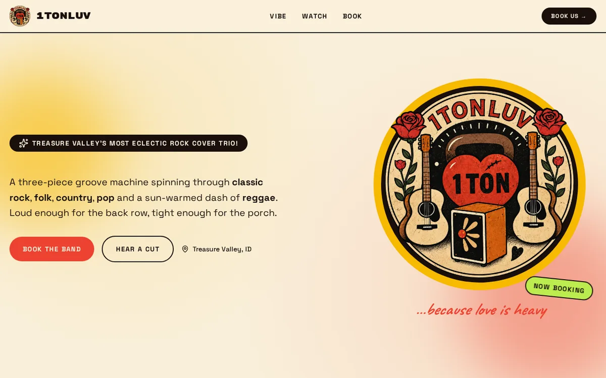 Homepage of the 1TonLuv website